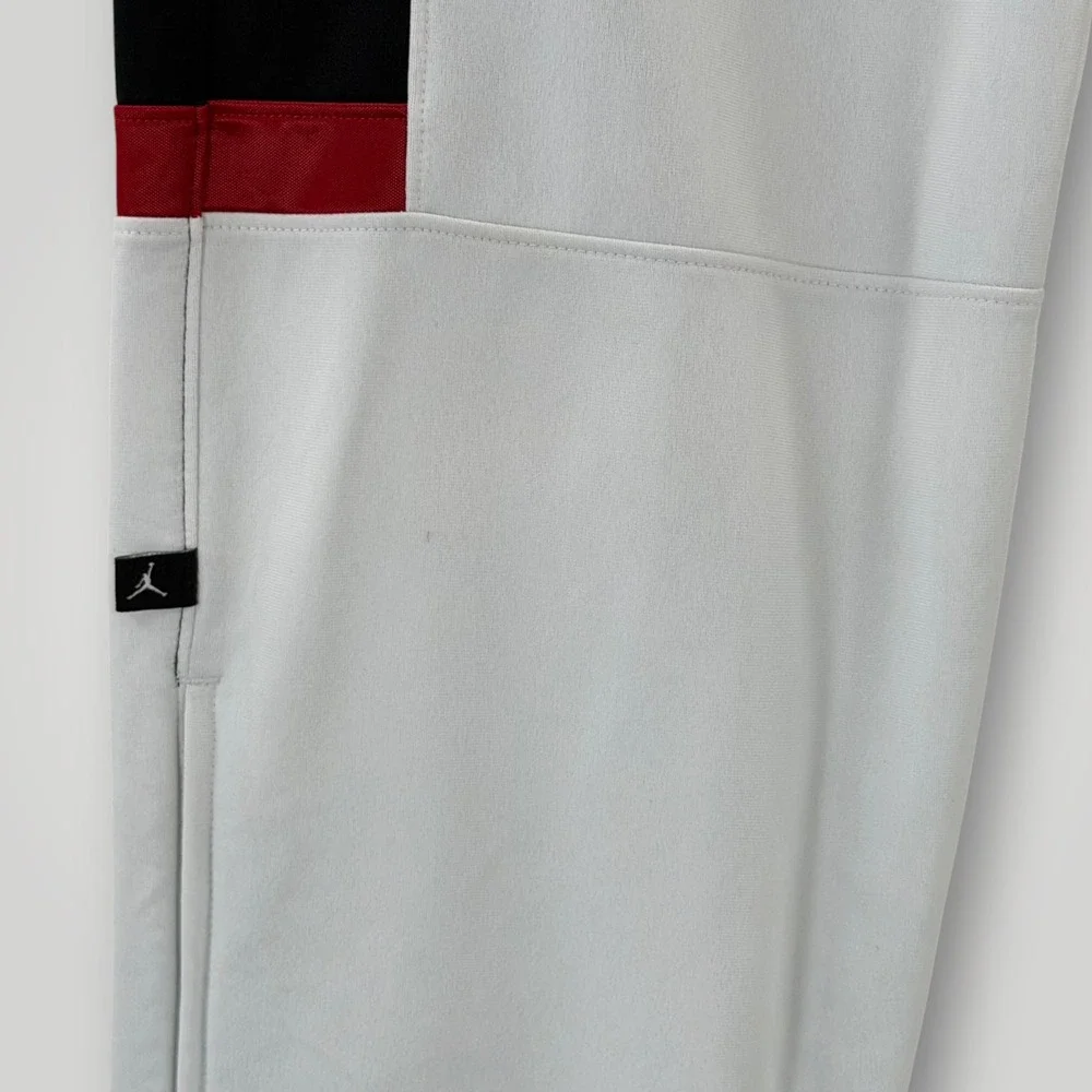 Jordan Mens Large Track Pants White Black Red Jumpman Snap Leg Zip Athletic
